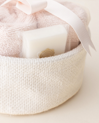 Набор банный Fabrice в корзинке из 5 шт., 30x30 см. - светло-розовый