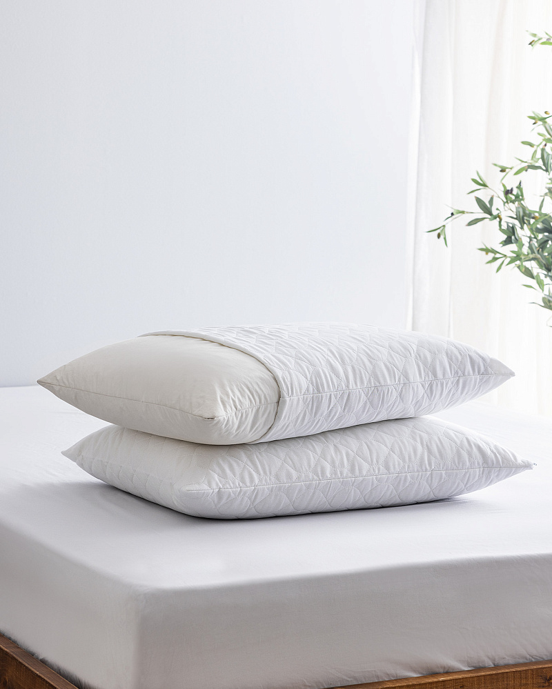Набор стеганых чехлов для подушек Crispy из 2 шт. - белый