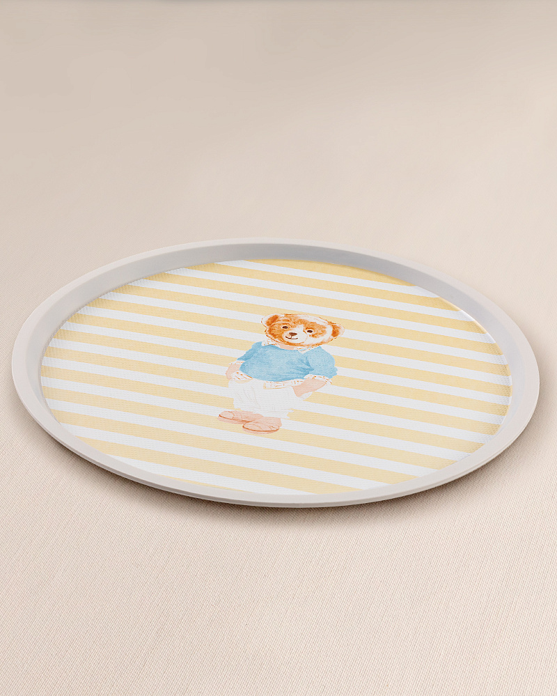 Круглый поднос Philip Bear 36x36x1,5 см. - бежевый / желтый