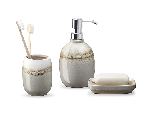 Набор для ванной комнаты Algie из 3 шт. - кремовый / серый
