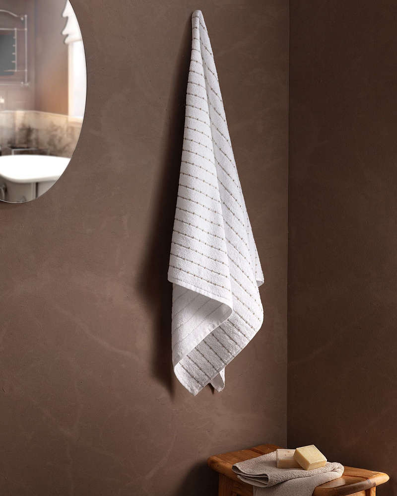 Банное полотенце Bande 70х140см - белое/бежевое