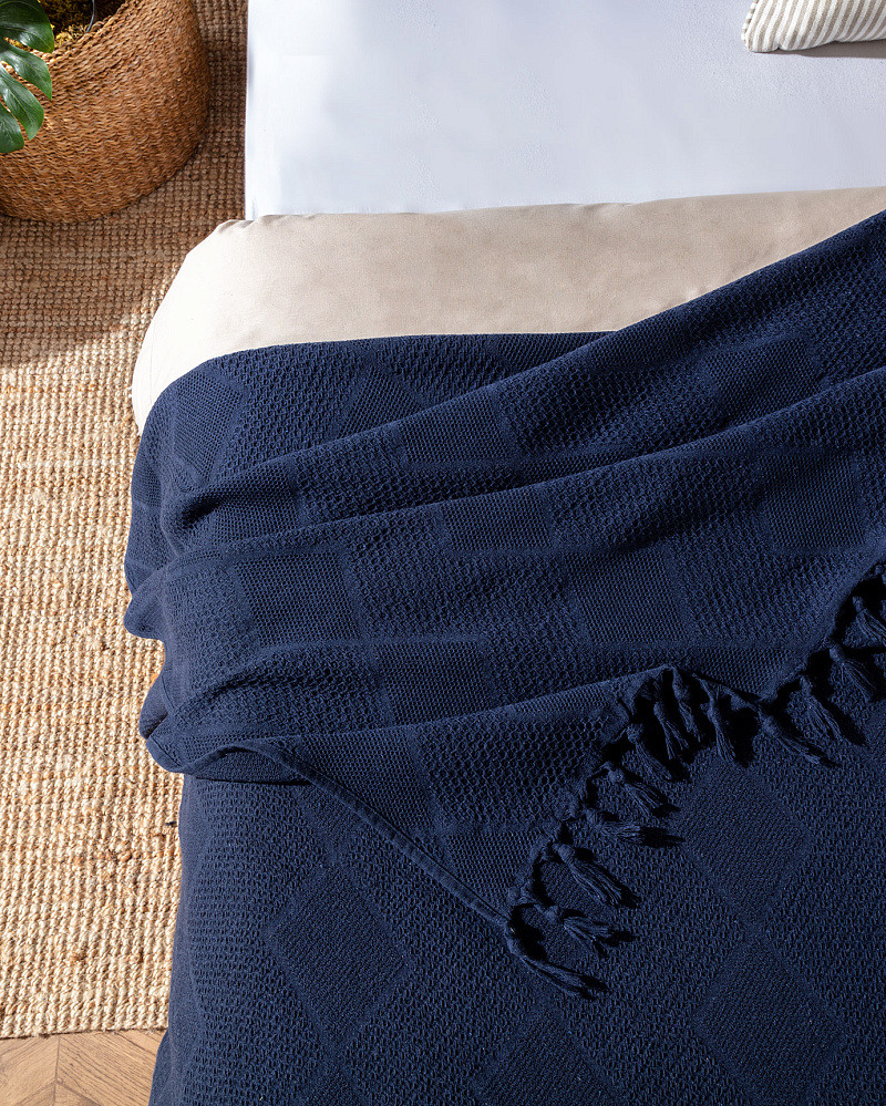 Покрывало двуспальное Basıle 200x220 см. - темно-синее