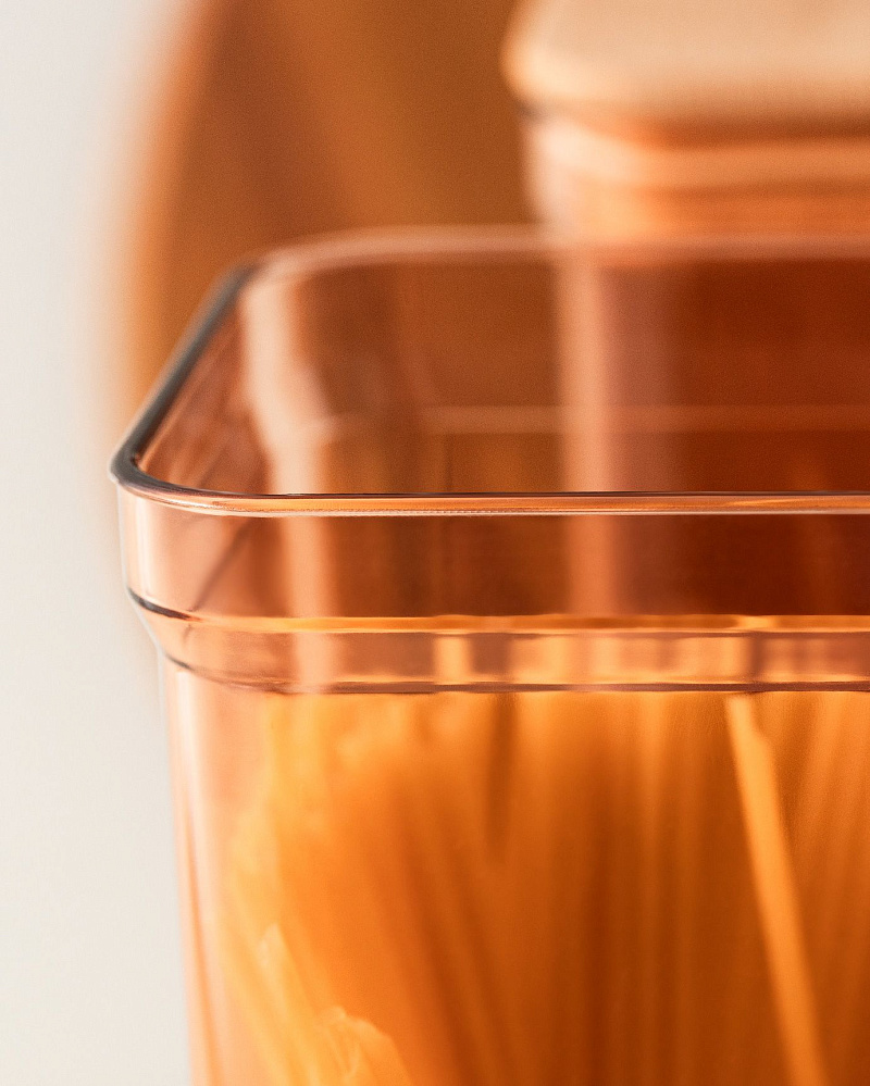 Контейнер Kaviera, с деревянной крышкой, 2100 мл, из 2 шт - янтарный