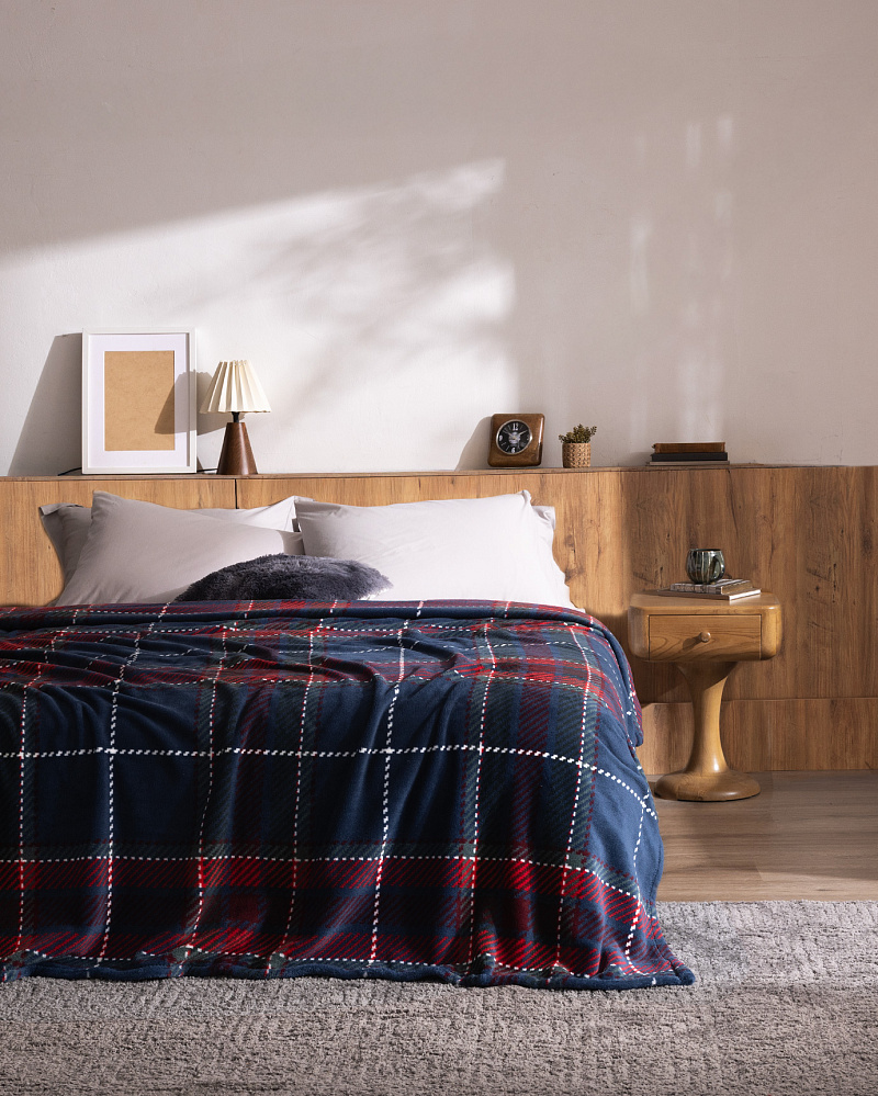 Плед Antonin Welsoft с принтом 200x220 см. - темно-синий / красный