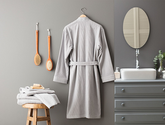 Халат банный унисекс серый