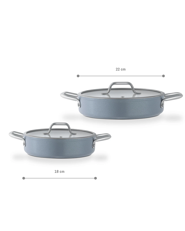 Набор кастрюль Nano Ceramic из 2 шт., - 1 л, 1,8 л - голубой