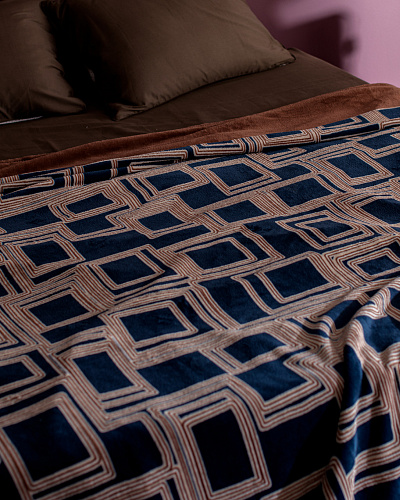 Покрывало односпальное Breville 150x220 см. - коричневое / синее