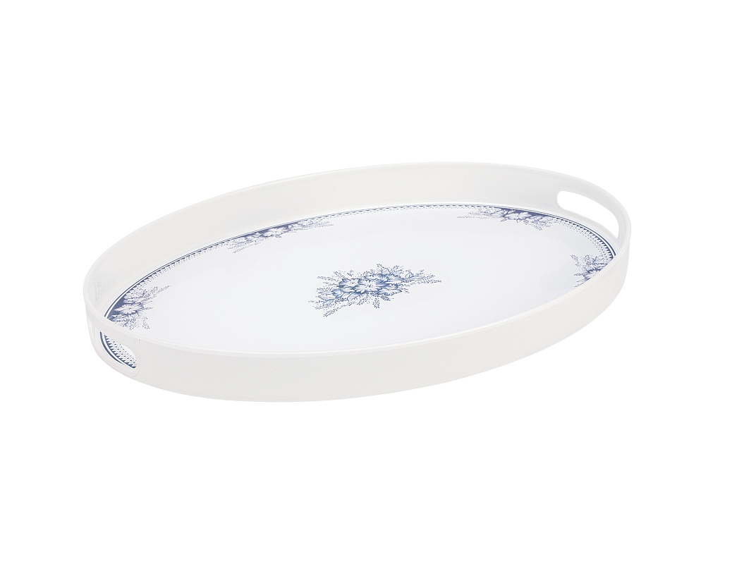Овальный поднос Blanche с ручками 43x30 см, пластик