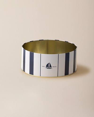 Круглая коробка Joly 24x10 см. - белая / синяя