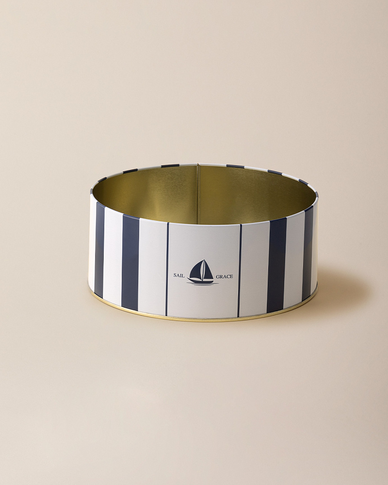 Круглая коробка Joly 24x10 см. - белая / синяя