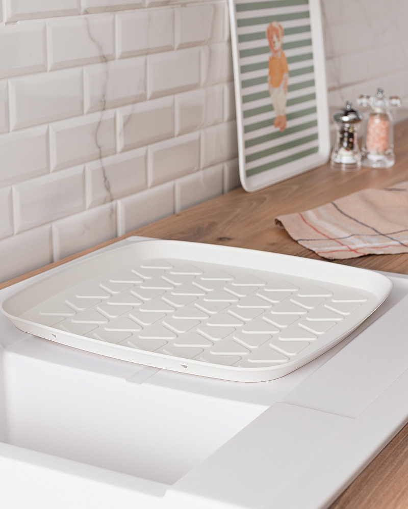 Поднос для сушки посуды Emmy 35,8x35x2,5 см. - экрю