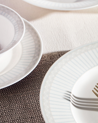 Столовый сервиз Fabre из 24 шт. - белый / серый / голубой