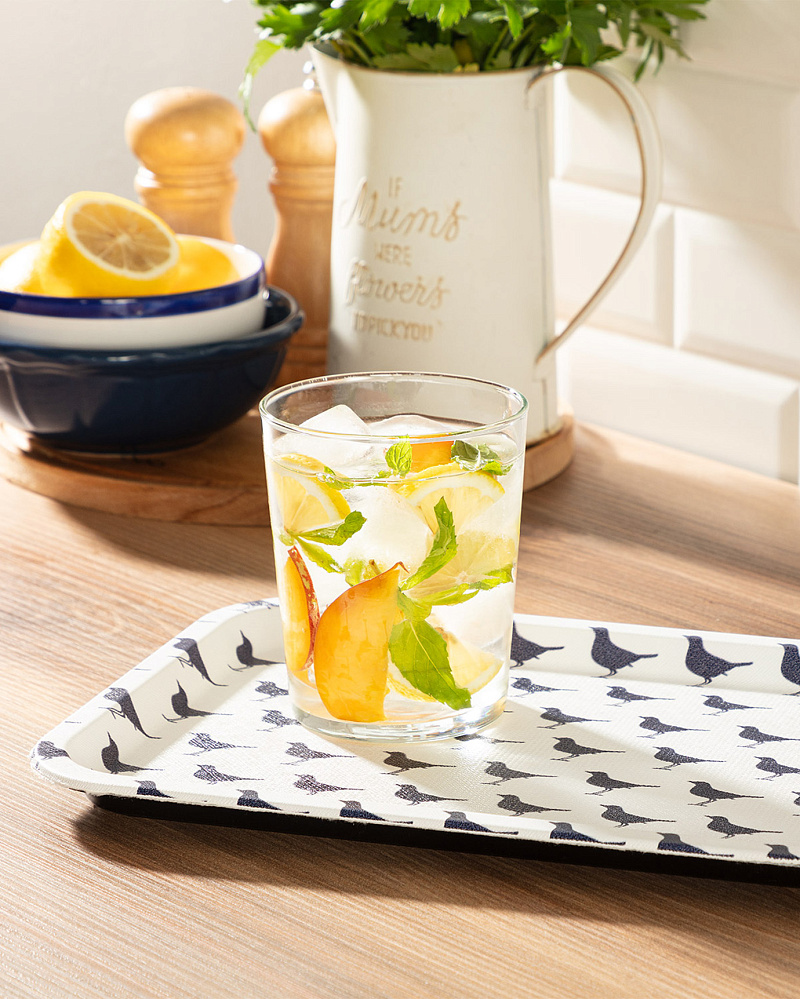 Прямоугольный поднос Rêve Bleu Oiseau 31x21x2 см. - белый / синий