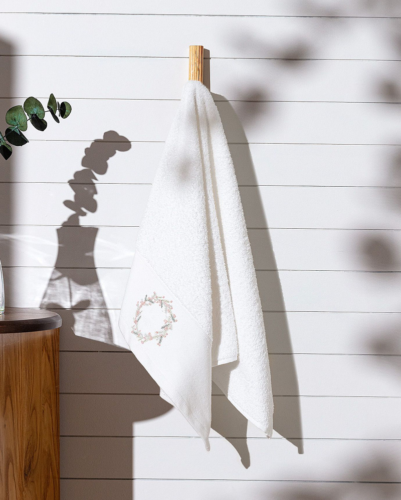 Полотенце для лица Eze 50х76 см - белое / пудровое