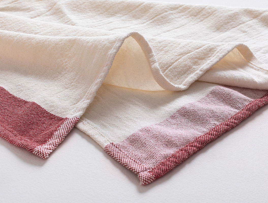 Полотенце кухонное Linda 40x60см - экрю/красный