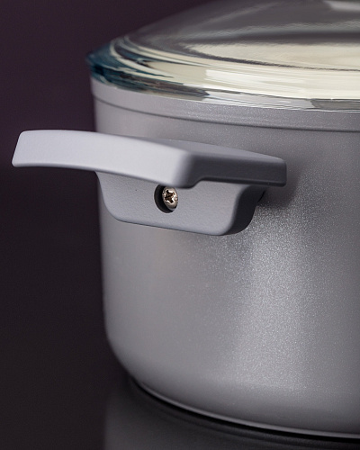 Набор посуды Nano Ceramic из 7 шт., 18-22-26 см. - темно-серый / темно-фиолетовый