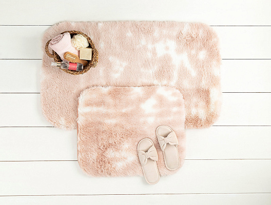 Комплект из 2 ковриков для ванной Damien: 60x100см и 50x60см - белый/пудровый