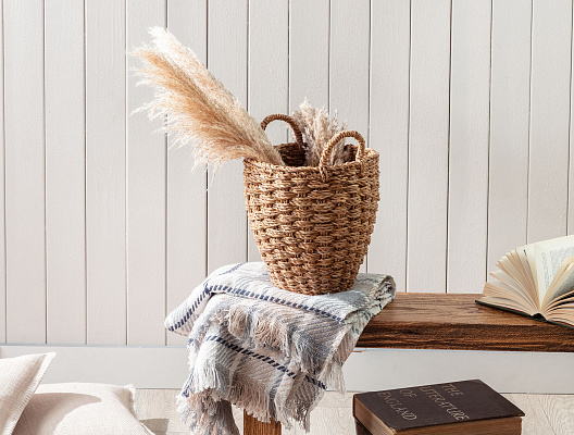 Цветочный горшок ручками 28x27 см, пластик