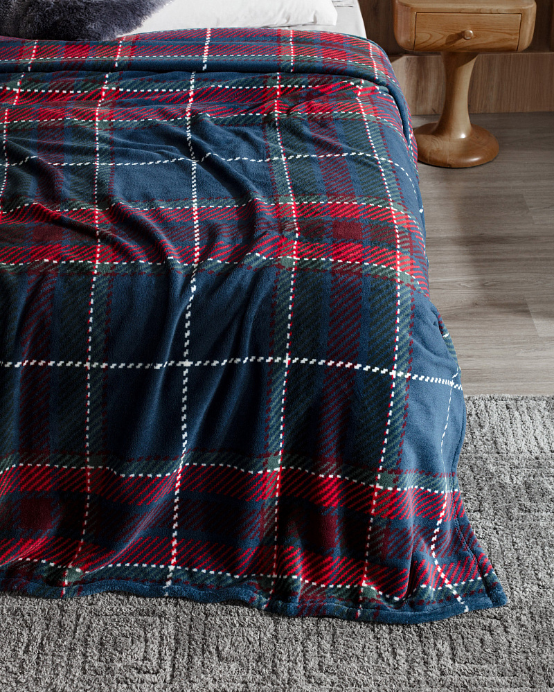 Плед Antonin Welsoft с принтом 200x220 см. - темно-синий / красный