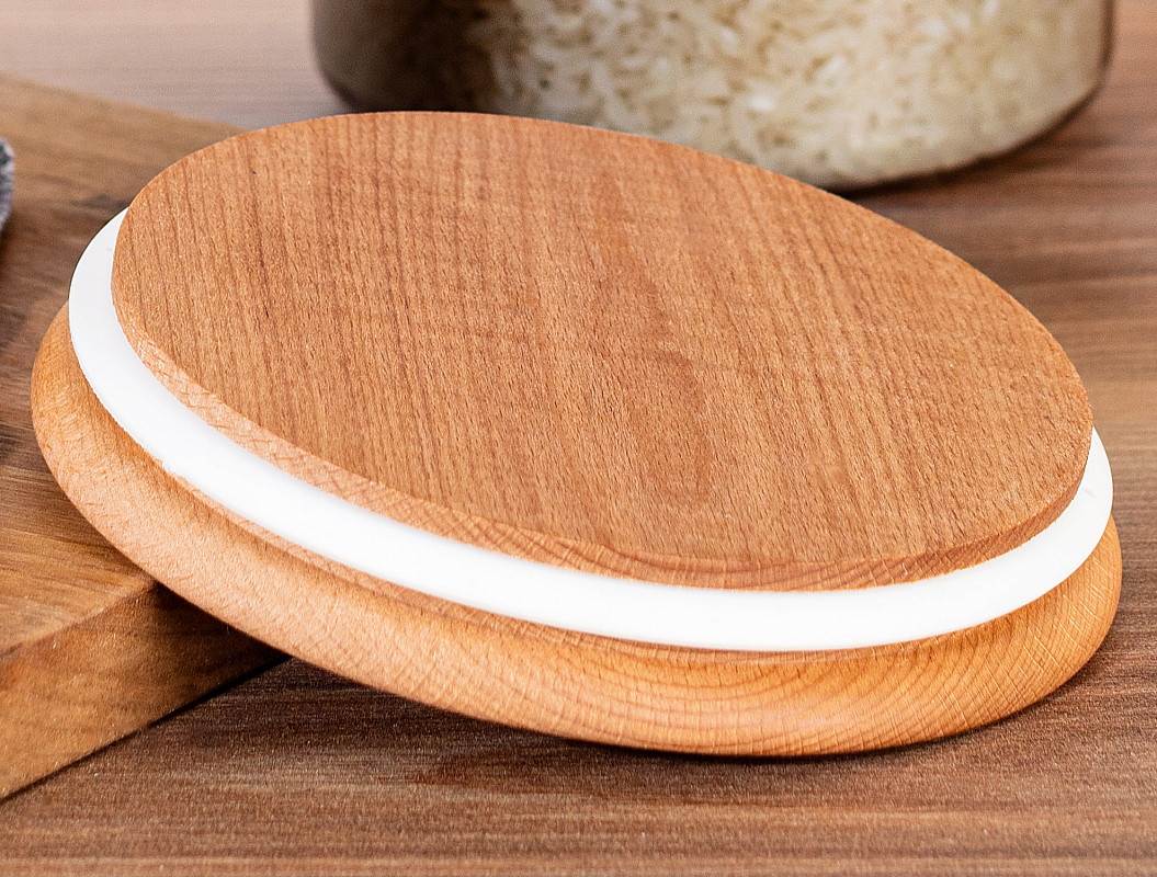 Контейнеры для хранения Yuviera Wooden Lid из 2 шт., 2300 мл. - серые