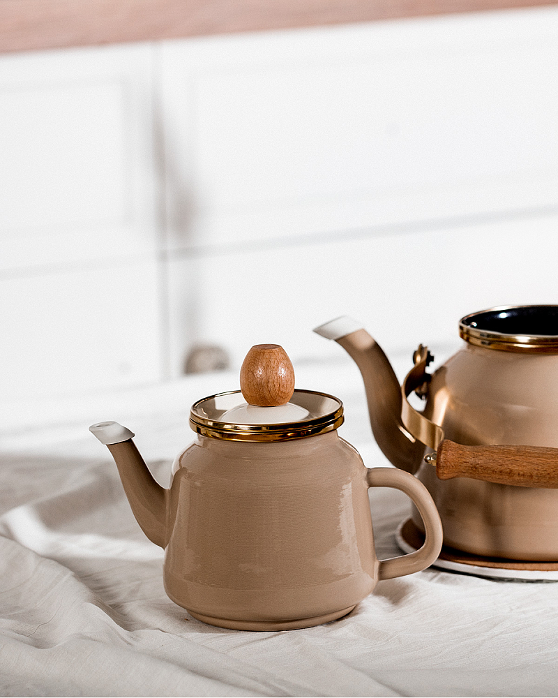 Набор турецких чайников Bonneville из 2 шт., 20x30 см. - бежевый