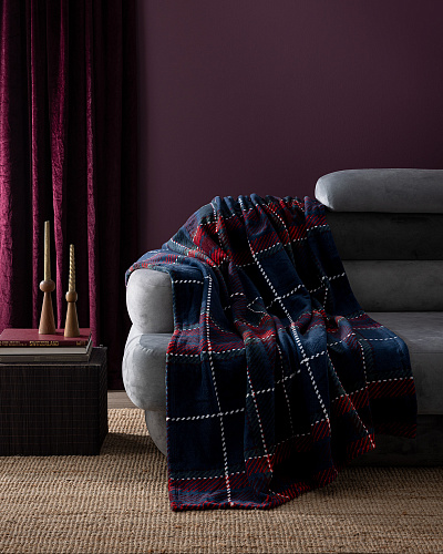 Плед Antonin с принтом 130x170 см. - синий