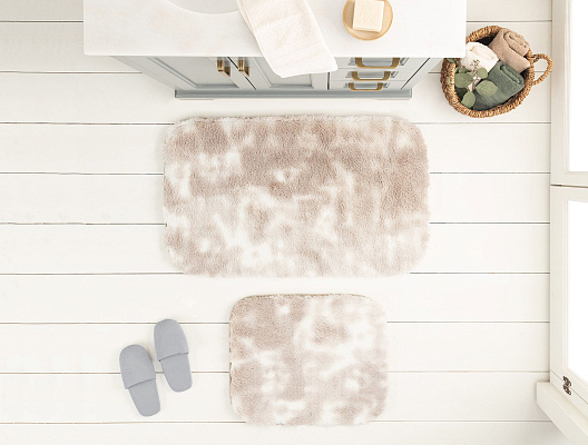 Комплект из 2 ковриков для ванной Damien: 50x80см и 45x50см - белый/бежевый