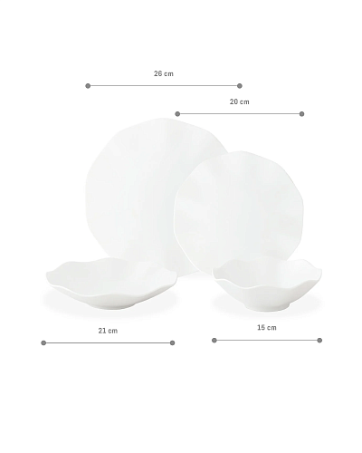 Обеденный сервиз Manarolo из 24 шт., 15-26 см. - белый