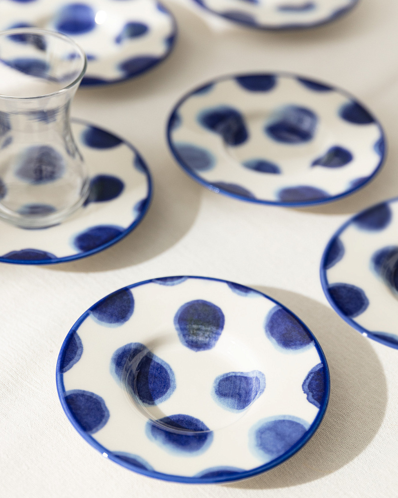 Набор фарфоровых чайных блюдец Luxe Rond из 6 шт., 13x13 см - синий