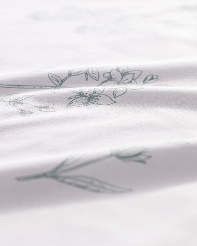 Скатерть Sarthe 160x200 см. - белая / зеленая