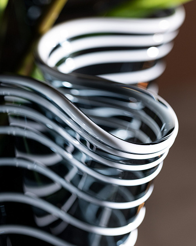 Стеклянная ваза ручной работы Honfleur 32x30 см. - синяя