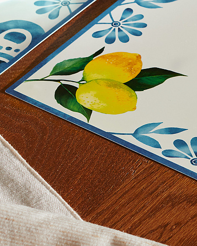 Набор сервировочных ковриков Citron из 4 шт., 42x29 см. - белый / синий