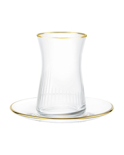 Набор стеклянных чашек и блюдец Gemma Serenity Gold из 6 шт., 170 мл