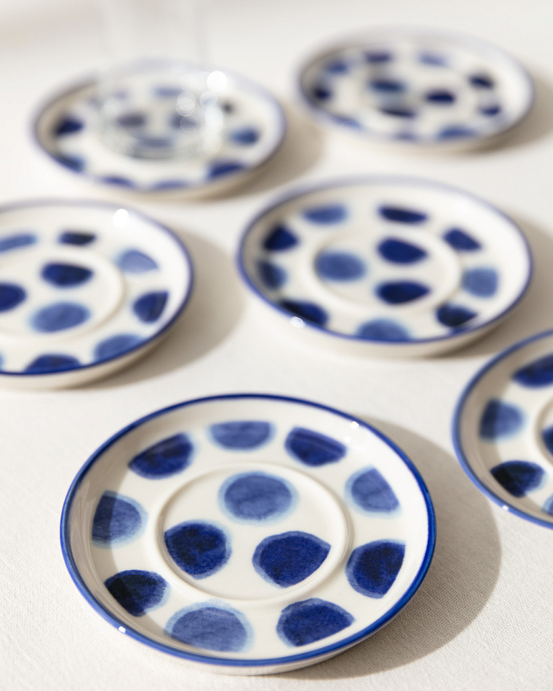 Набор фарфоровых чайных блюдец Grand Rond из 6 шт., 12x12 см - синий