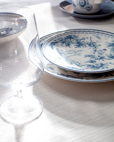 Обеденный сервиз Nova из 24 шт., 15-25 см. - белый / синий