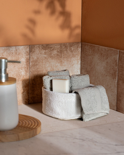 Набор банный Fabrice в корзинке из 5 шт., 30x30 см. - серый