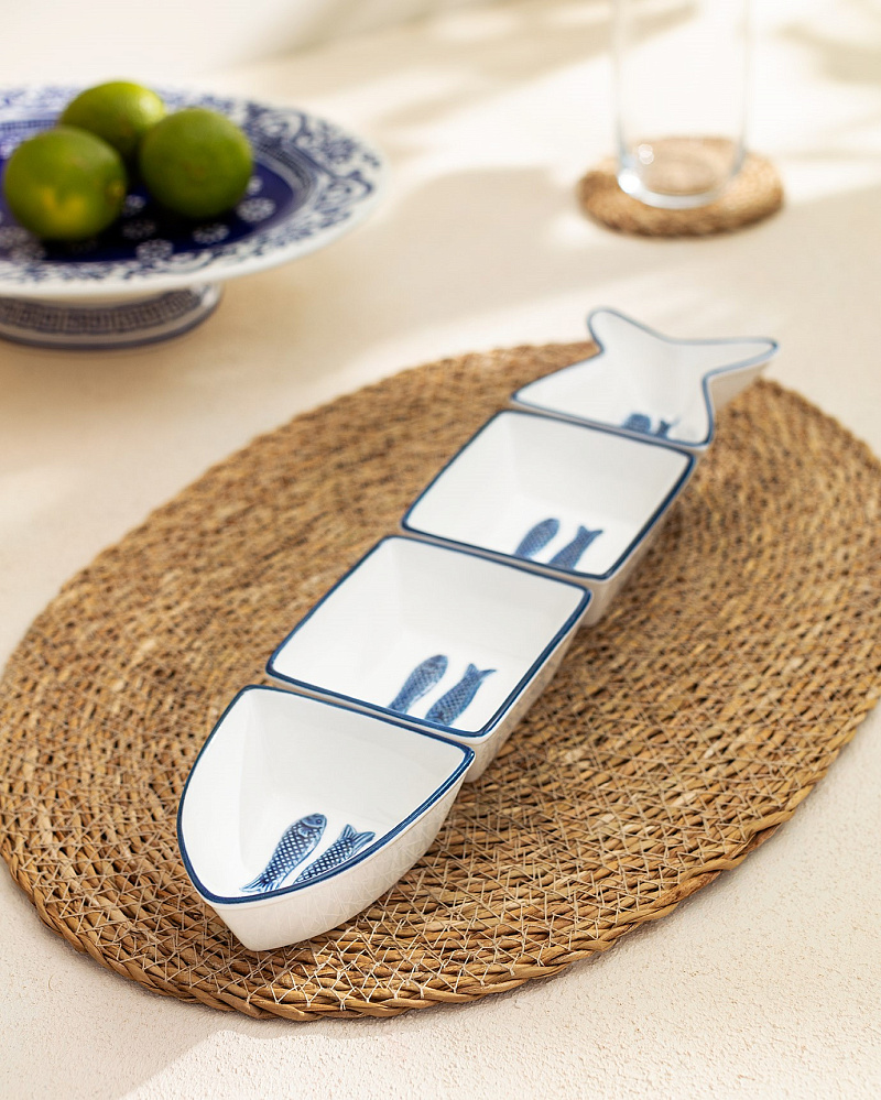 Тарелка Marine из 4 частей 35x8,7x4,1 см. - белая / синяя