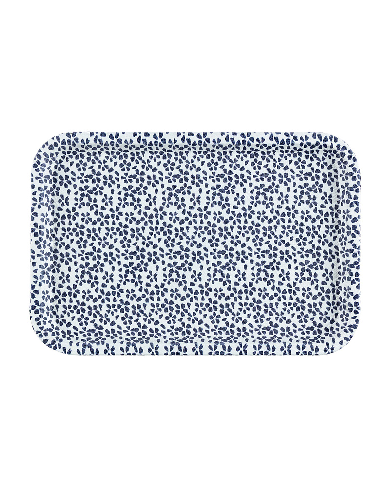 Прямоугольный поднос Rêve Bleu Fleur Sauvage 31x21x2 см. - белый / синий