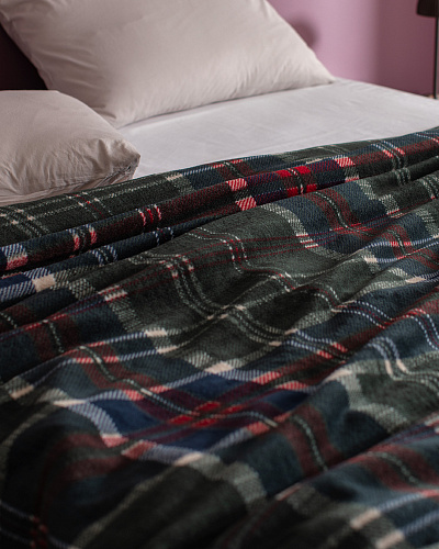 Плед Tignes Welsoft с принтом 150x220 см. - темно-зеленый