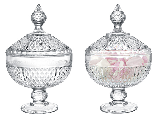 Сервировочная ваза Gagnon с крышкой на ножке 15x24 см. - прозрачная