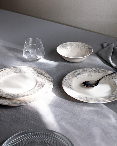 Обеденный сервиз Loire из 24 шт., 15,5-26 см. - белый / светло-серый