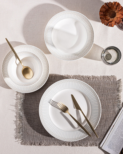 Столовый сервиз Fabre из 24 шт. - белый / серый / голубой