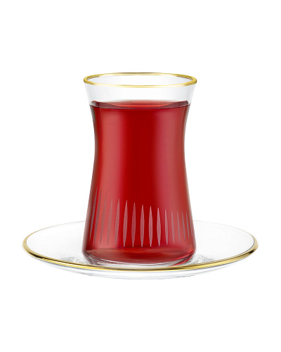 Набор стеклянных чашек и блюдец Gemma Serenity Gold из 6 шт., 170 мл