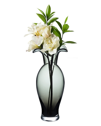 Ваза стеклянная ручной работы Cluny 34х14см - антрацитовый (темно-серый)