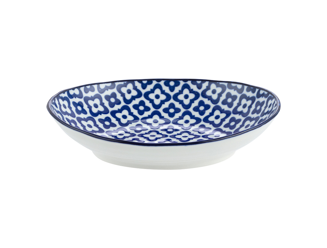 Овальная фарфоровая тарелка Rêve Bleu Tuyau 19,5x16,5см - синий