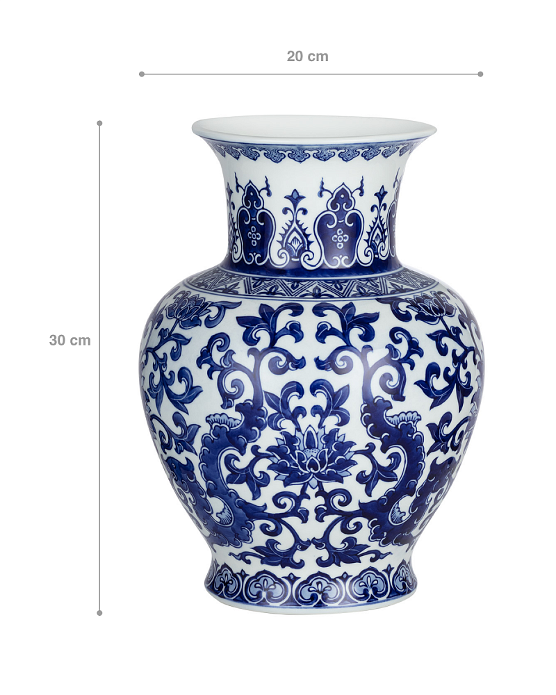 Ваза Drancy Bleu Blanc 20x20x30 см, фарфор