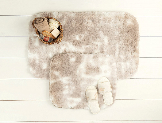 Набор ковриков для ванной Damien из 2 шт., 60x100 - 50x60 см. - белый / бежевый