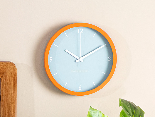 Настенные часы Eloi 30x30x3 см. - голубые / оранжевые