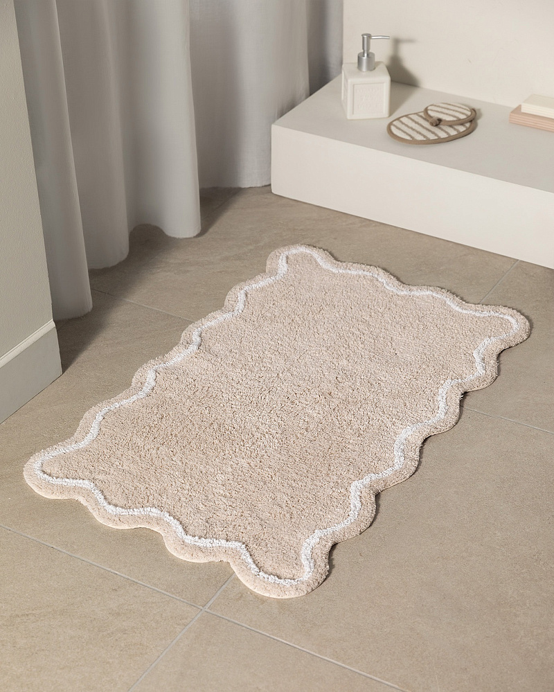 Коврик для ванной Yvoire 50x80 см. - бежевый / белый