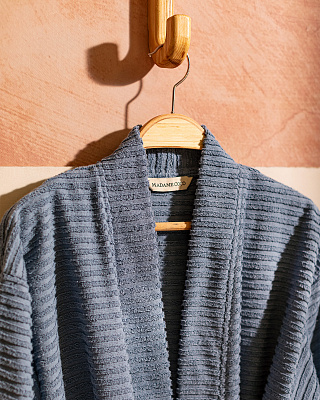 Набор банный унисекс халат и полотенце Carla 2 шт., L-XL р., 50x90 см. - синий